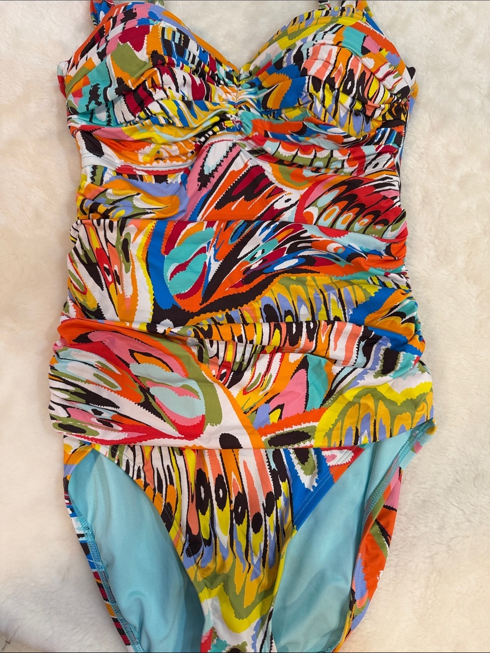 🌺 Bleu Rod Beattie One-Piece Swimsuit Size 8 Colorful Abstract Print Tummy Cntrl